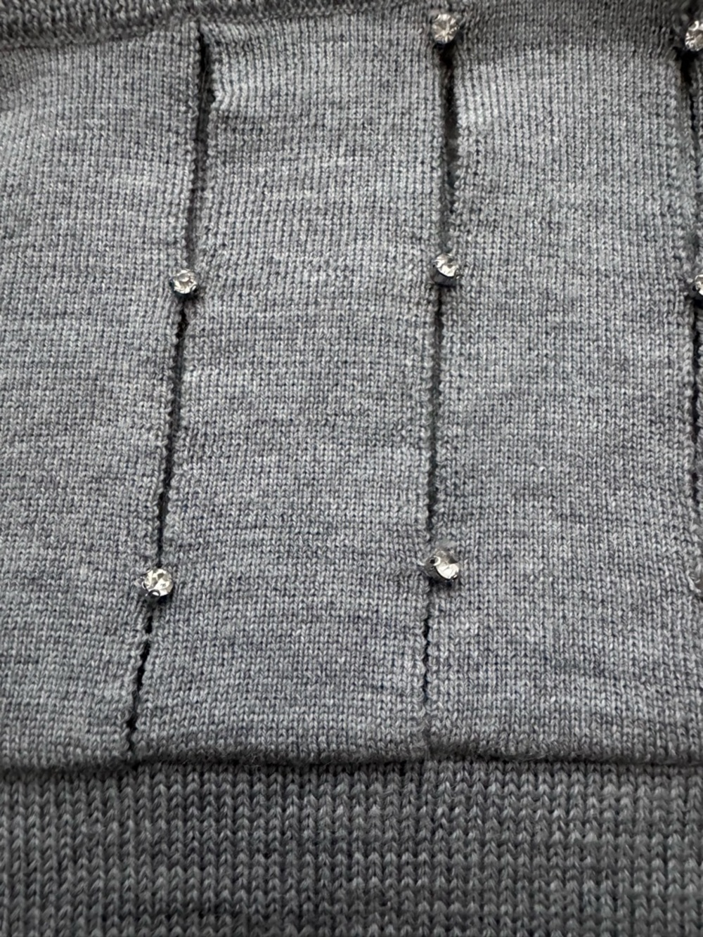 Milly - Strauss Crystal Embellished Merino Wool Sweater in Grey / P( XS) - Picture 4 of 4